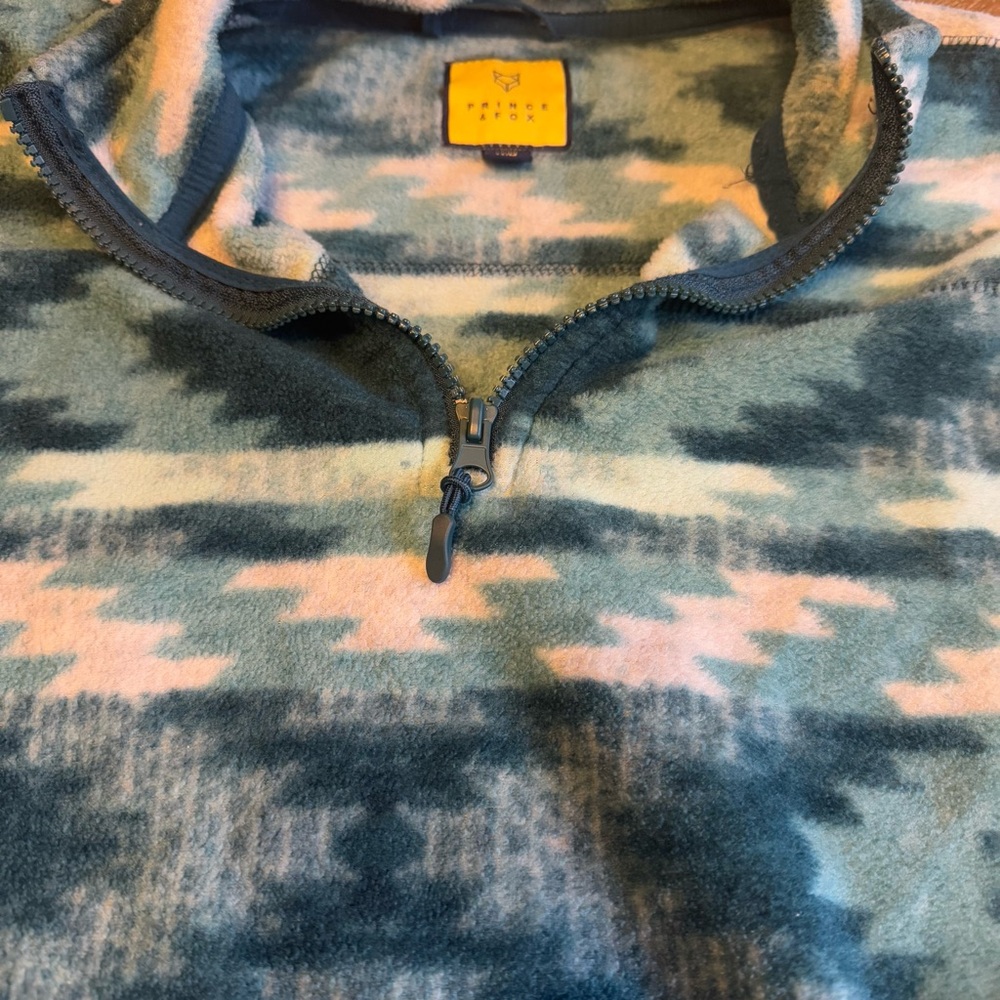 Prince & Fox Fleece Teal Patterned Womens Sweater pullover sweatshirt size M - Picture 4 of 7